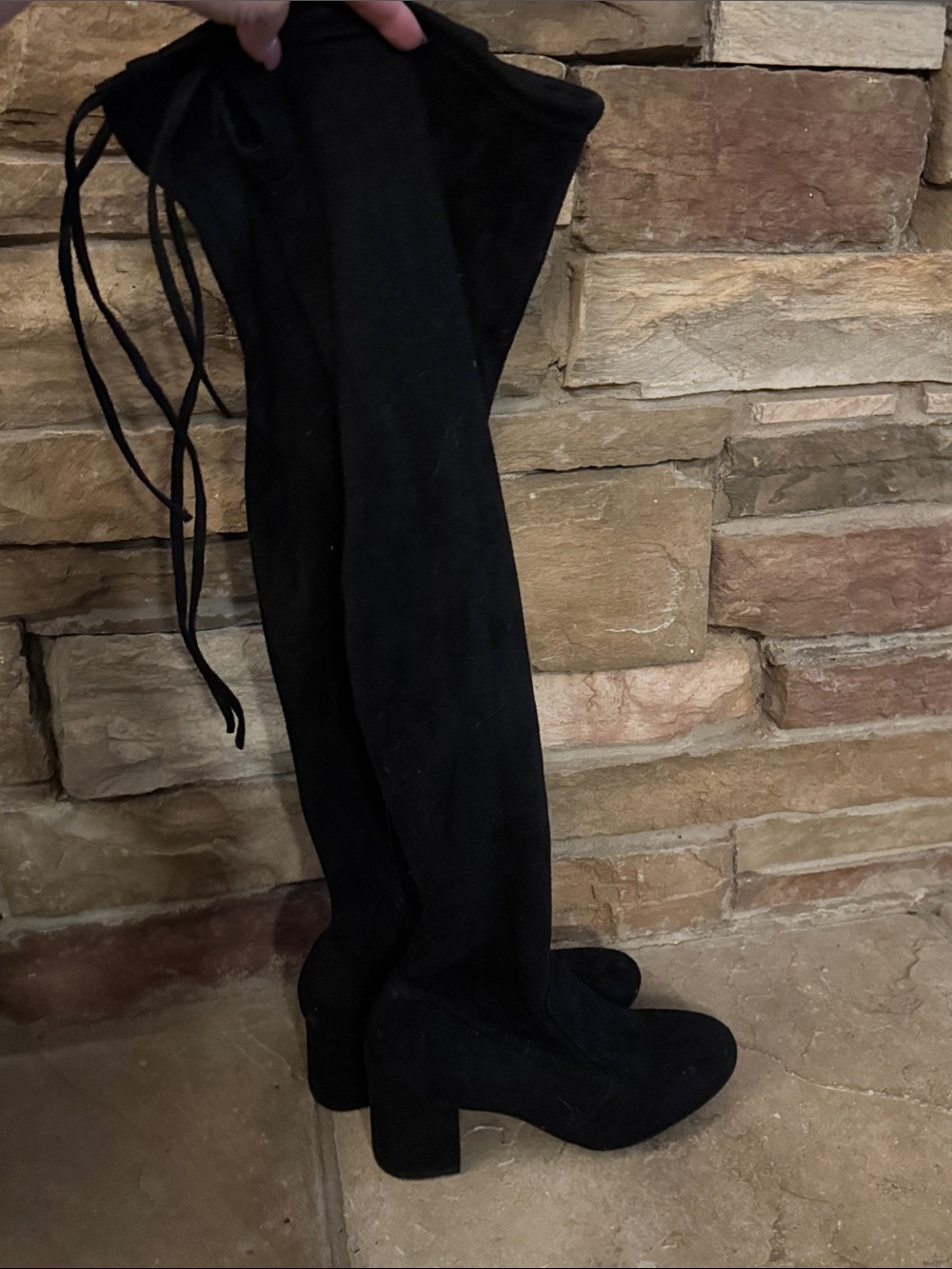 Forever 21 Black Over-the-Knee Chunky Heel Boots
